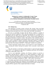 Statement by the Delegation of Ukraine in response to the report by the Chief Observer of the OSCE Observer Mission at two Russian checkpoints on the Russian-Ukrainian border, Ambassador György Varga