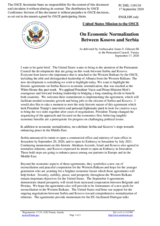 Statement by the Delegation of the United States of America on economic normalization between Kosovo and Serbia