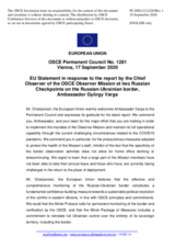 Statement by the German EU Presidency in response to the report by the Chief Observer of the OSCE Observer Mission at two Russian checkpoints on the Russian-Ukrainian border, Ambassador György Varga