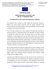 Statement by the German EU Presidency on recent developments in Belarus