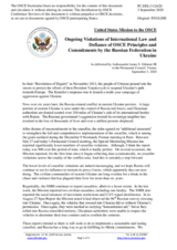 Statement by the Delegation of the United States of America on Russia’s ongoing aggression against Ukraine and illegal occupation of Crimea
