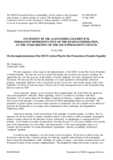 Statement by the Delegation of the Russian Federation in response to the presentation of the Annual Progress Report on the Implementation of the OSCE Gender Action Plan by Ambassado Tuula Yrjölä, Officer in Charge in Absence of the Secretary General