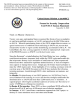 Statement by the Delegation of the United States of America on the Security Dialogue on Small Arms and Light Weapons (SALW) and Stockpiles of Conventional Ammunition (SCA)