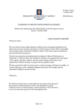 Statement by the Delegation of Norway on recent developments in Belarus