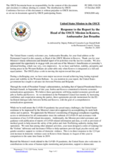 Statement by the Delegation of the United States of America in response to the report by the Head of the OSCE Mission in Kosovo, Ambassador Jan Braathu