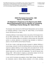 Statement by the German EU Presidency in response to the report by the OSCE Special Representative and Co-ordinator for Combating Trafficking in Human Beings, Mr. Valiant Richey