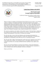 Statement by the Delegation of the United States of America on events in and around Nagorno Karabakh