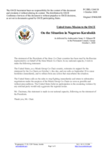 Statement by the Delegation of the United States of America on the situation in Nagorno-Karabakh