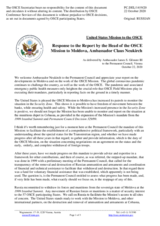 Statement by the Delegation of the United States of America in response to the report by the Head of the OSCE Mission to Moldova, Dr. Claus Neukirch