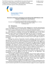 Statement by the Delegation of Ukraine in response to the report by the Head of the OSCE Mission to Moldova, Dr. Claus Neukirch