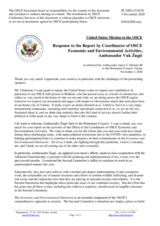 Statement by the Delegation of the United States of America in response to the report by the Co-ordinator of OSCE Economic and Environmental Activities, Ambassador Vuk Žugić