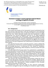 Statement by the Delegation of Ukraine on Russia’s ongoing aggression against Ukraine and illegal occupation of Crimea