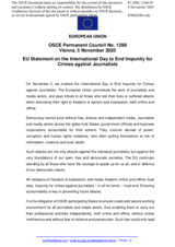 Statement by the German EU Presidency on the International Day to End Impunity for Crimes against Journalists, observed on 2 November