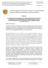 Statement by the Delegation of Armenia on the International Day to End Impunity for Crimes against Journalists, observed on 2 November
