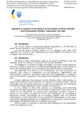 Statement by the Delegation of Ukraine in response to the report by the Co-ordinator of OSCE Economic and Environmental Activities, Ambassador Vuk Žugić