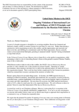 Statement by the Delegation of the United States of America on Russia’s ongoing aggression against Ukraine and illegal occupation of Crimea