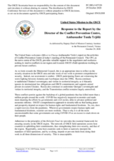 Statement by the Delegation of the United States of America in response to the report by the Director of the Conflict Prevention Centre, Ambassador Tuula Yrjölä