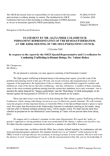 Statement by the Delegation of the Russian Federation in response to the report by the OSCE Special Representative and Co-ordinator for Combating Trafficking in Human Beings, Mr. Valiant Richey