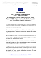 Statement by the German EU Presidency in response to the report by the OSCE Representative to the Latvian-Russian Joint Commission on Military Pensioners, Dr. Volker Frobarth