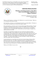 Statement by the Delegation of the United States of America in response to the report by the OSCE Representative to the Latvian-Russian Joint Commission on Military Pensioners, Dr. Volker Frobarth