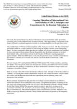Statement by the Delegation of the United States of America on Russia’s ongoing aggression against Ukraine and illegal occupation of Crimea