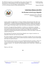 Statement by the Delegation of the United States of America on presidential election in Kyrgyzstan, to be held on 10 January 2021