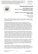 Side Event “International response to Crimea’s occupation: the next steps”, Remarks by Mr. Philip T. Reeker, Acting Assistant Secretary of State  
