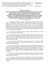 Joint Statement by the Co-sponsors of the OSCE MC DD on the OSCE Permanent Monitoring and Verification of the areas adjacent to the Ukrainian-Russian State Border, which are temporarily not under control of the Ukrainian Government 