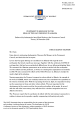 Statement by the Delegation of Norway in response to the report by the Head of the OSCE Presence in Albania, Ambassador Vincenzo Del Monaco