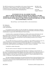 H.E. Ms. Sophie Wilmes, Deputy Prime Minister and Minister of Foreign Affairs, European Affairs and Foreign Trade and the Federal Cultural Institutions