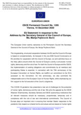 Statement by the German EU Presidency in response to the address by the Secretary General of the Council of Europe, Ms. Marija Pejčinović Burić