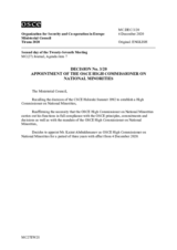 DECISION No.3 - APPOINTMENT OF THE OSCE HIGH COMMISSIONER ON NATIONAL MINORITIES