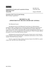 DECISION No.1, APPOINTMENT OF THE OSCE SECRETARY GENERAL