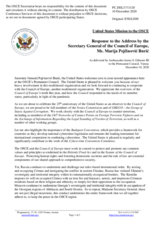 Statement by the Delegation of the United States of America in response to the address by the Secretary General of the Council of Europe, Ms. Marija Pejčinović Burić