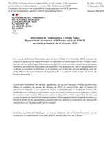 Intervention de l’ambassadrice Christine Fages, Représentante permanente de la France auprès de l’OSCE