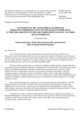 Statement by the Delegation of the Russian Federation on the 25th Anniversary of the General Framework Agreement for Peace in Bosnia and Herzegovina
