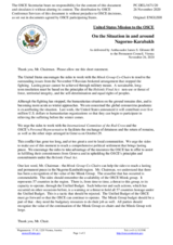 Statement by the Delegation of the United States of America on the situation in and around Nagorno-Karabakh
