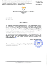 Response by the Delegation of Cyprus to the Questionnaire on Participating States’ Policy and/or National Practices and Procedures for the Export of Conventional Arms and Related Technology