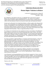 Statement by the Delegation of the United States of America on human rights violations in Belarus