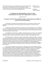 Statement by the German EU Presidency in response to the addresses by the Personal Representatives of the OSCE Chairperson-in-Office on Tolerance and Non-Discrimination, Rabbi Andrew Baker, Ambassador Mehmet Paçacı, and Professor Regina Polak