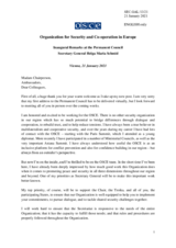 Inaugural Remarks at the Permanent Council by the OSCE Secretary General Helga Maria Schmid Inaugural Remarks at the Permanent Council by the OSCE Secretary General Helga Maria Schmid