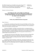 Statement by the Delegation of the Russian Federation on the presidential election and referendum in Kyrgyzstan, held on 10 January 2021