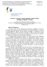 Statement by the Delegation of Ukraine on Russia’s ongoing aggression against Ukraine and illegal occupation of Crimea