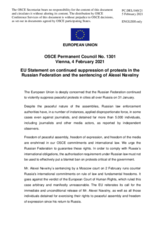 Statement by the Portuguese EU Presidency on continued suppression of protests in the Russian Federation and the sentencing of Mr. A. Navalny