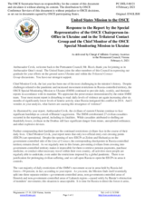 Statement by the Delegation of the United States of America in response to the report by Ambassador Yaşar Halit Çevik and to the update by Ambassador Heidi Grau
