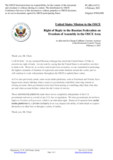 Statement by the Delegation of the United States of America in response to the statement by the Delegation of the Russian Federation