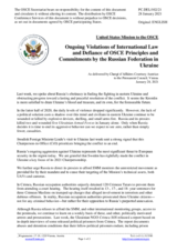 Statement by the Delegation of the United States of America on Russia’s ongoing aggression against Ukraine and illegal occupation of Crimea