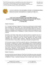 Statement by the Delegation of Armenia on the Winter 2021 joint military exercise to be conducted by Azerbaijan and Turkey from 1 to 12 February 2021