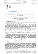 Statement by the Delegation of Ukraine in response to the statement by the Delegation of the Russian Federation on violations of freedom of the media in the OSCE area 