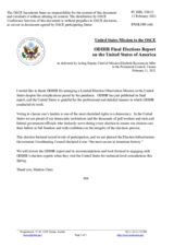 Statement by the Delegation of the United States of America on the Final report by the Office for Democratic Institutions and Human Rights (ODIHR) on the presidential election in the United States of America, held on 3 November 2020